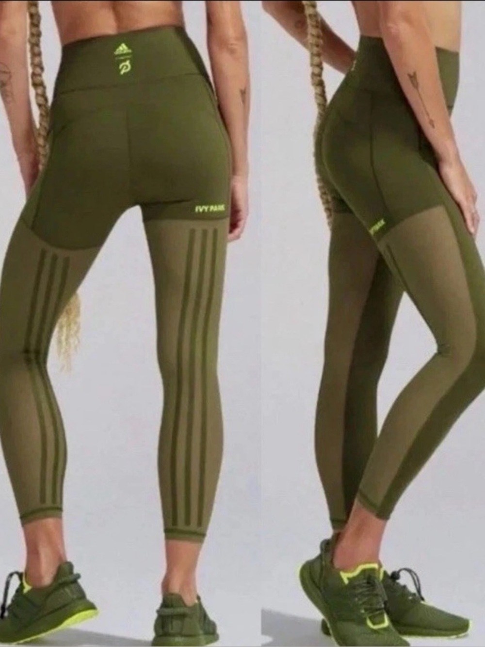 Adidas Ivy Park x Peloton Leggings Power Tights in Olive Green